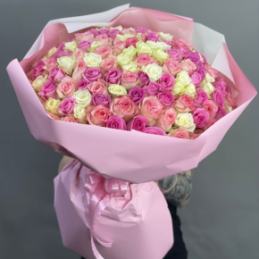 Букет из 151 кенийской розы микс (40 см) в Протвино