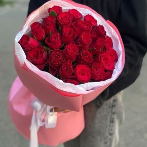 Букет "Эсса" 25 красных роз Кения (60 см) в Протвино
