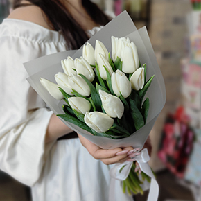 Букет из 15 белых тюльпанов в Протвино