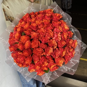 Букет 75 огненных роз (40 см) в Протвино