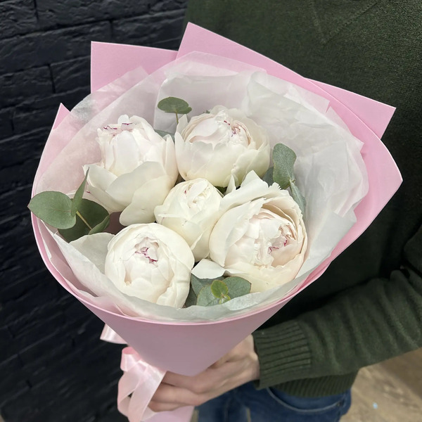 Букет из 5 пионов Одиле "Пломбир" в Протвино