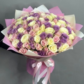 Букет из 101 розы пастельный микс (40 см) в Протвино