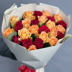 Букет "Прайм" из 25 роз Оранж и Эль Торо (50 см) в Протвино