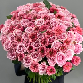 Нежный букет из 101 розы Риджентс парк и Аваланж микс  (70 см) в Протвино