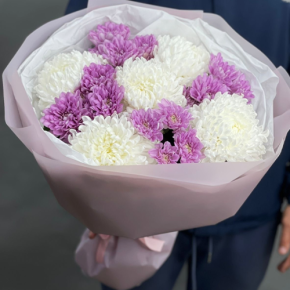 Букет "Вместе с тобой" из нежных хризантем в Протвино