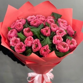 Букет из 25 махровых пионовидных роз Риджентс парк  (70 см) в Протвино