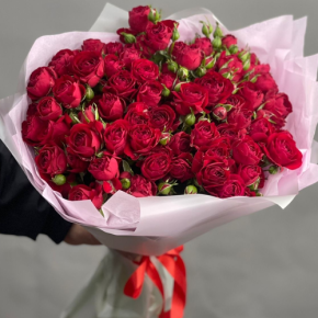 Букет из 17 красных кустовых пионовидных роз (50 см) в Протвино