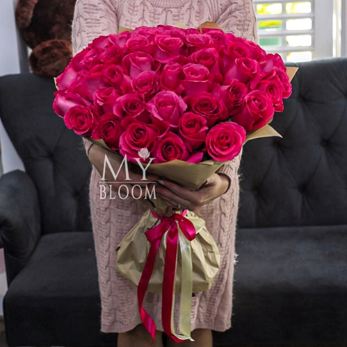 Букет 51 роза Эквадор Пинк Флоид (60 см) в Протвино